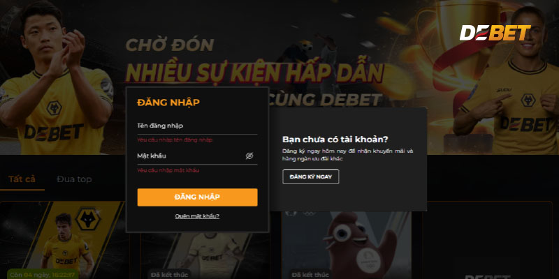 Hướng dẫn các bước đăng nhập Debet dễ dàng.