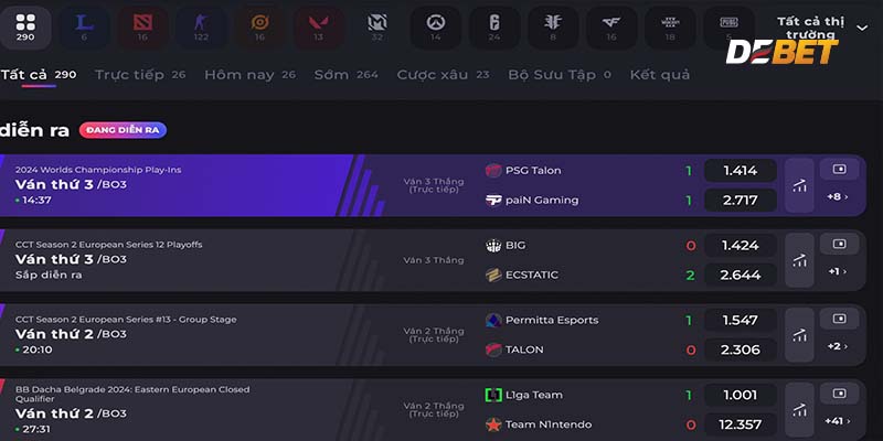 Tìm hiểu phương pháp đặt cược E-SPORT DEBET.